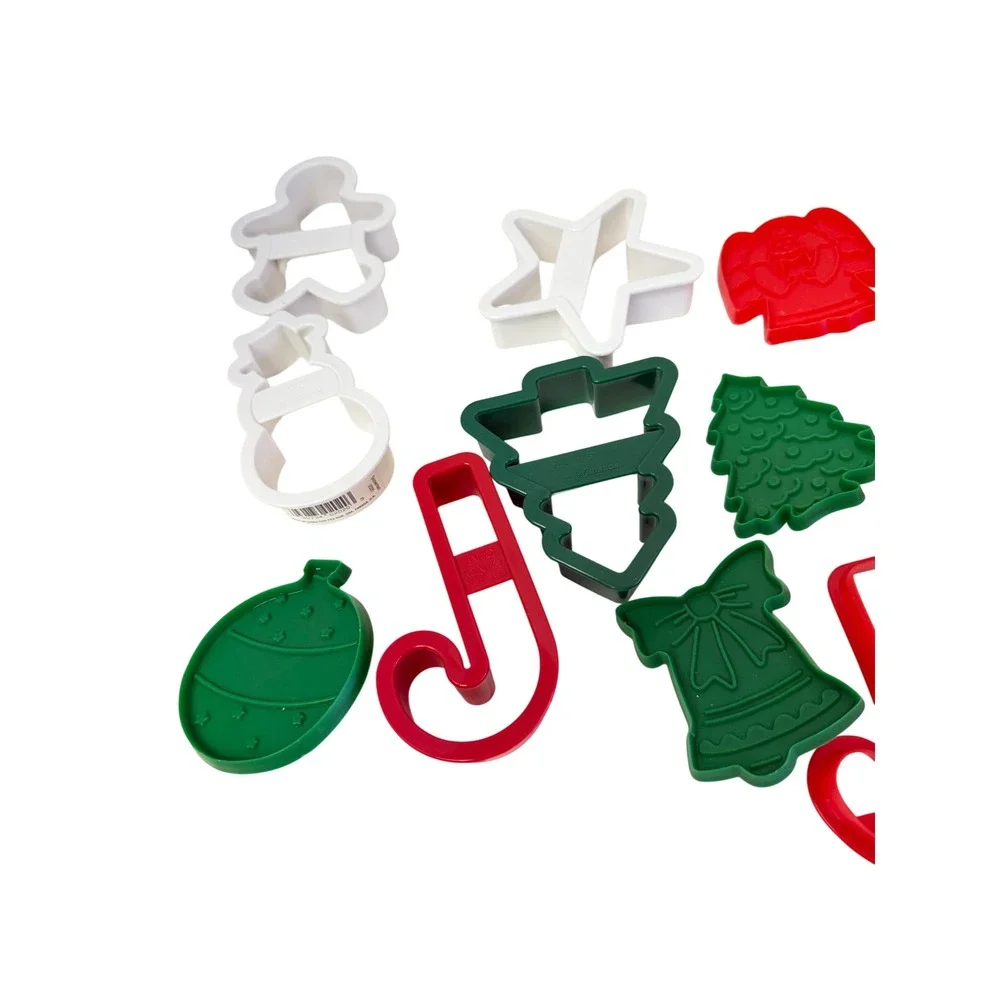 Unbranded Cookie Cutters Multi Christmas Set 12pc Red Green White Holiday Shapes